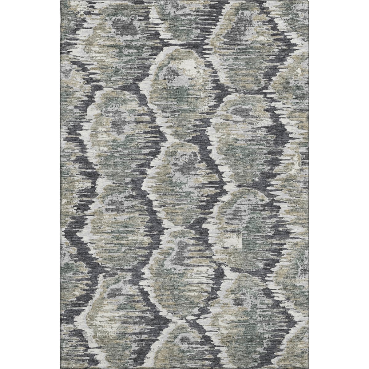664334 5 x 8 ft. Charcoal Ivory & Gray Diamond Washable Machine Made Rectangle Area Rug with UV Protection