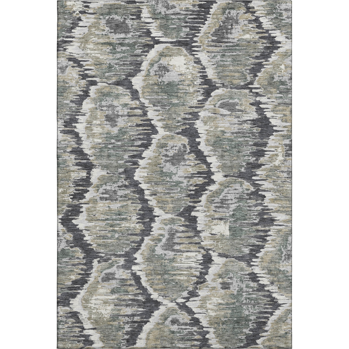 664337 9 x 12 ft. Charcoal Ivory & Gray Diamond Washable Machine Made Rectangle Area Rug with UV Protection