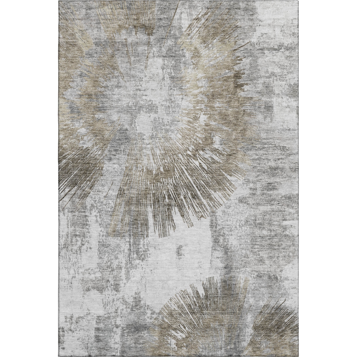 664707 9 x 12 ft. Taupe, Ivory & Gray Abstract Transitional Washable Machine Made Rectangle Area Rug with UV Protection