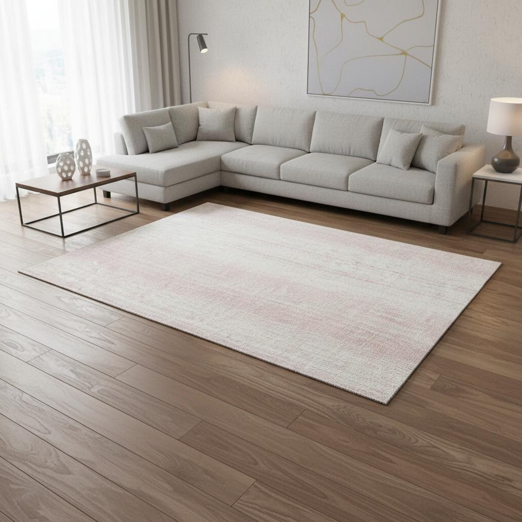 668353 8 x 10 ft. Pink & Ivory Striped Transitional Washable Machine Made Rectangle Area Rug with UV Protection