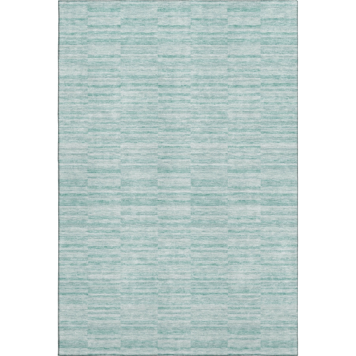 666358 5 x 8 ft. Turquoise Gray & Ivory Striped Washable Machine Made Rectangle Area Rug with UV Protection