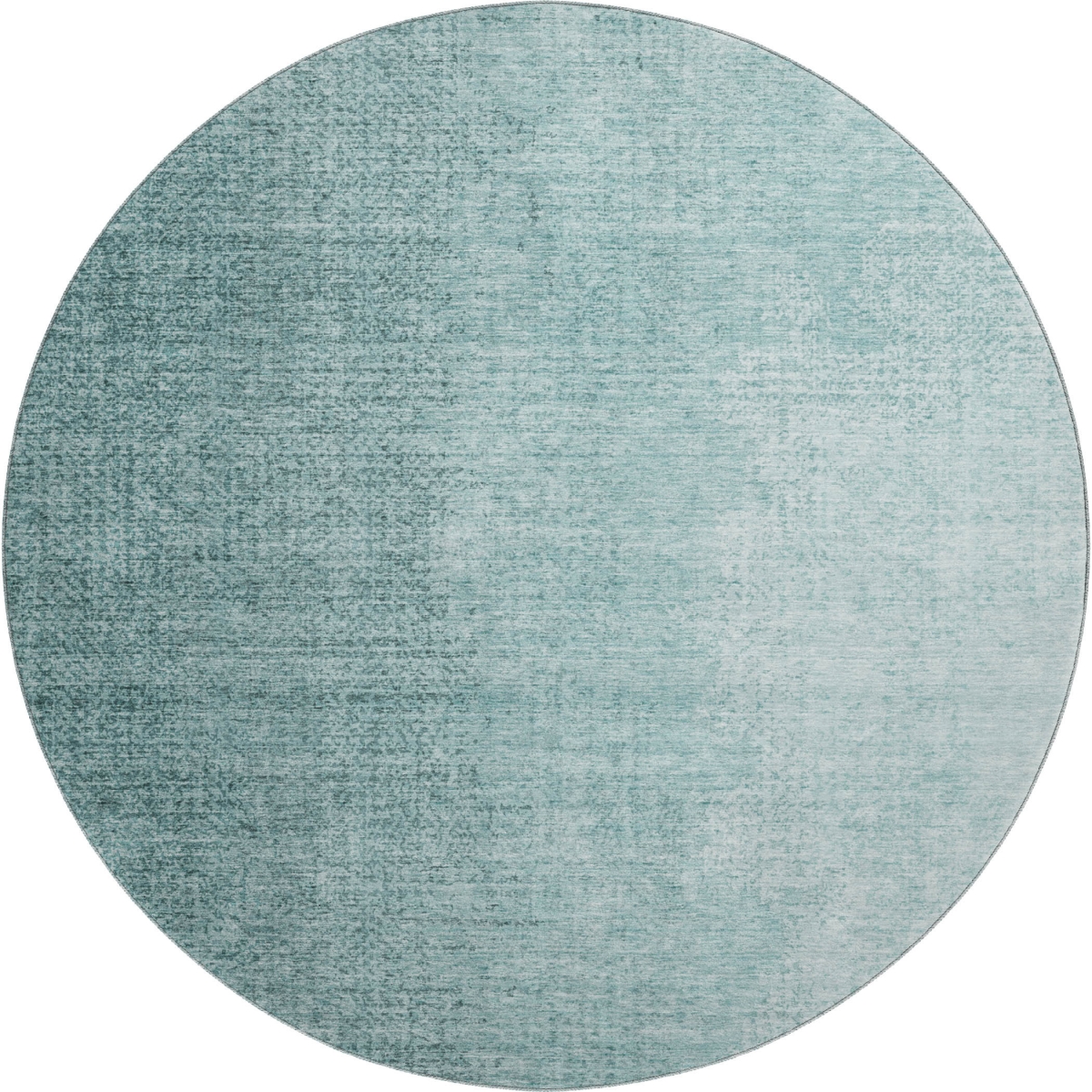 666611 8 ft. Teal & Ivory Ombre Transitional Washable Round Area Rug with UV Protection