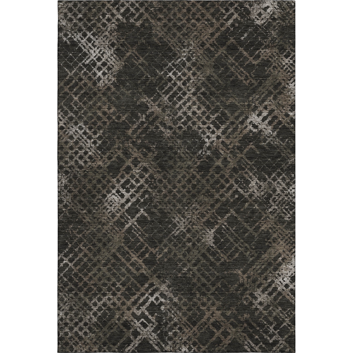 666685 9 x 12 ft. Brown & Ivory Abstract Geometric Transitional Washable Machine Made Rectangle Area Rug with UV Protection