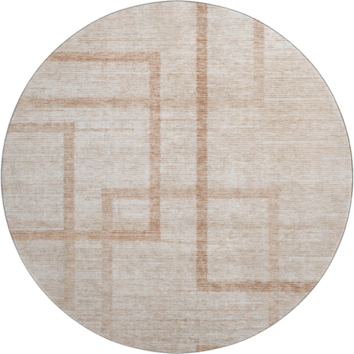 666744 8 ft. Coral & Rust Geometric Washable Round Area Rug with UV Protection