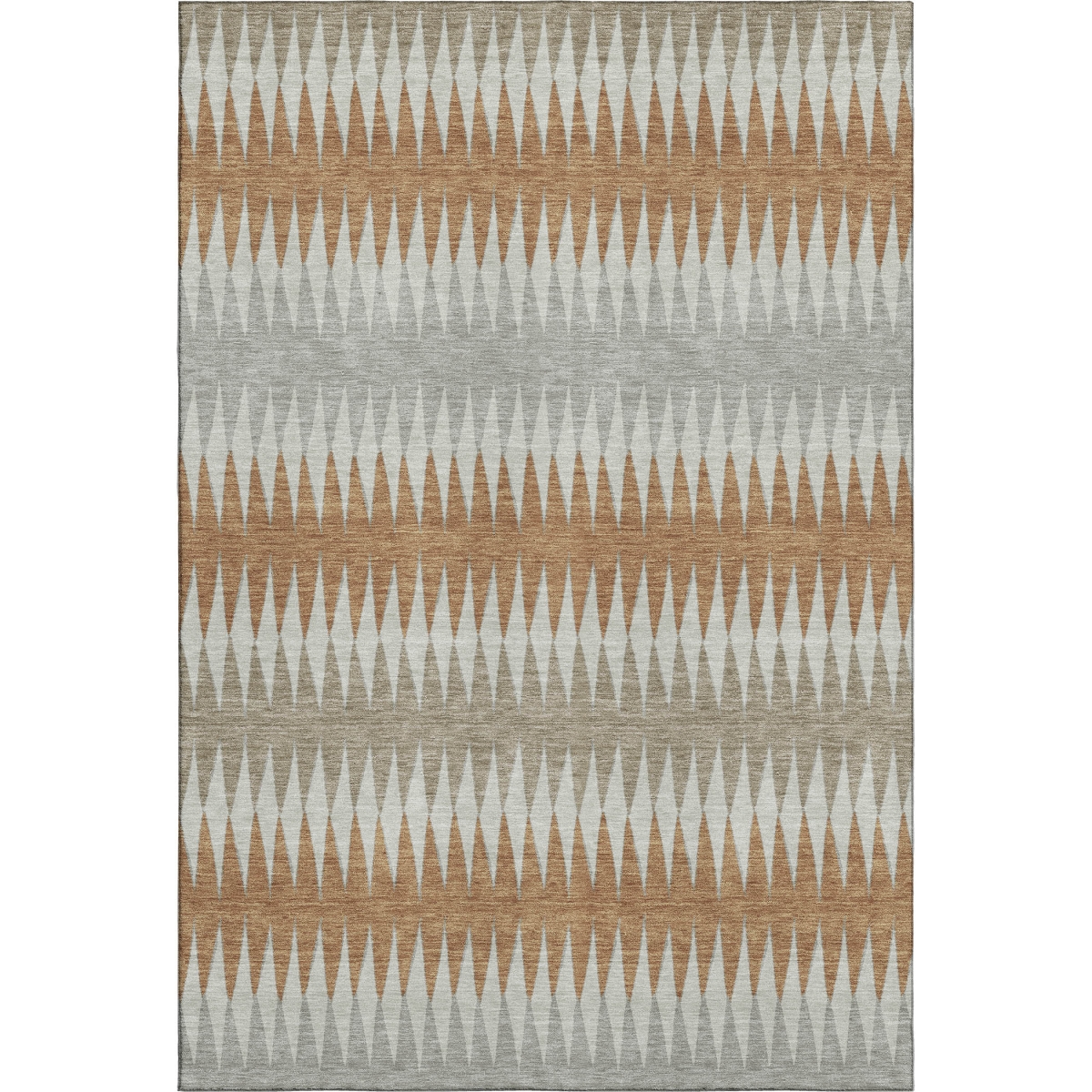 668988 10 x 14 ft. Rust Gray & Silver Striped Washable Machine Made Rectangle Area Rug with UV Protection