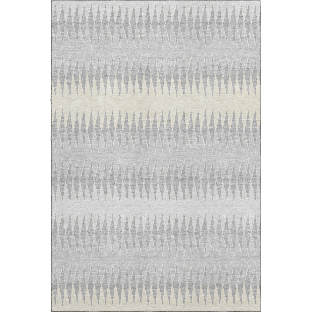 669000 10 x 14 ft. Silver Ivory & Gray Striped Transitional Washable Machine Made Rectangle Area Rug with UV Protection