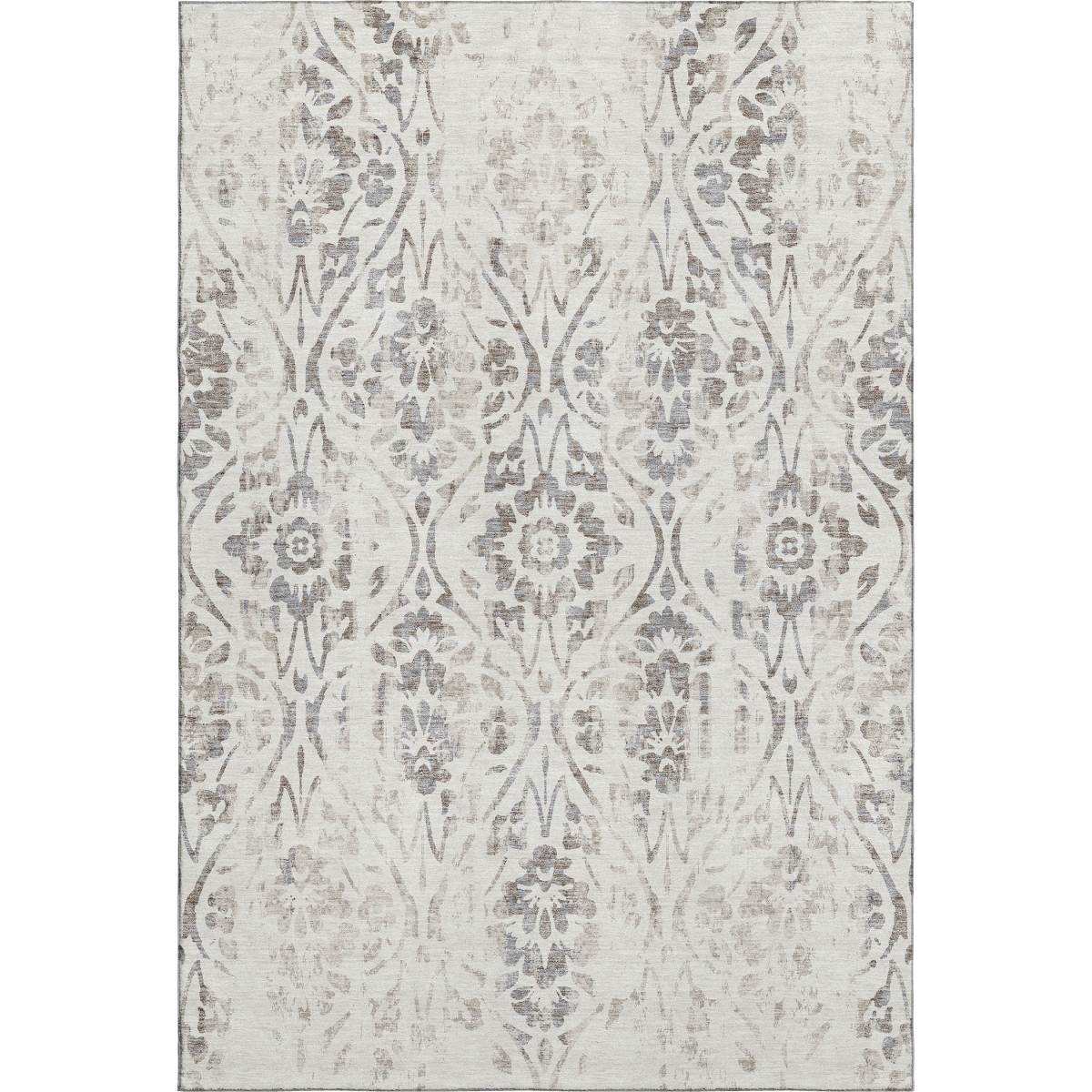669059 9 x 12 ft. Ivory & Beige Floral Transitional Washable Machine Made Rectangle Area Rug with UV Protection