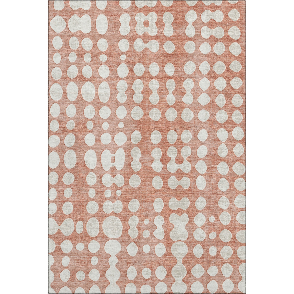 669143 9 x 12 ft. Salmon & Ivory Polka Dot Washable Machine Made Rectangle Area Rug with UV Protection