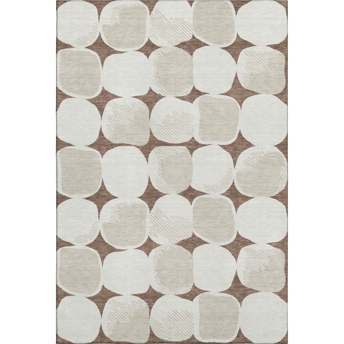 669172 8 x 10 ft. Brown & Ivory Abstract Geometric Transitional Washable Machine Made Rectangle Area Rug with UV Protection