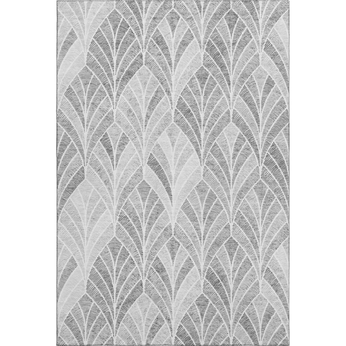 667599 10 x 14 ft. Gray & Ivory Geometric Transitional Washable Machine Made Rectangle Area Rug with UV Protection