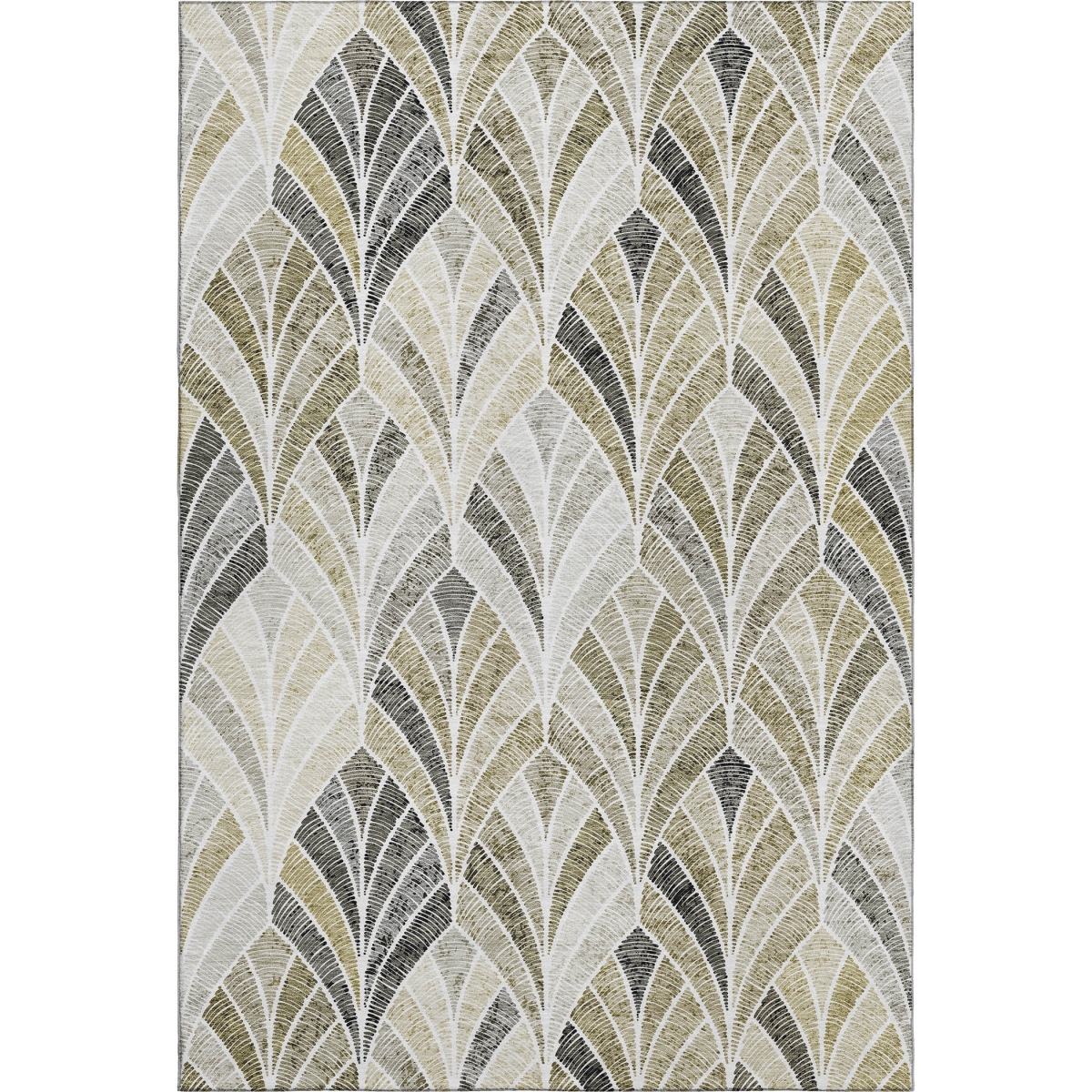 667629 10 x 14 ft. Taupe & Ivory Geometric Transitional Washable Machine Made Rectangle Area Rug with UV Protection