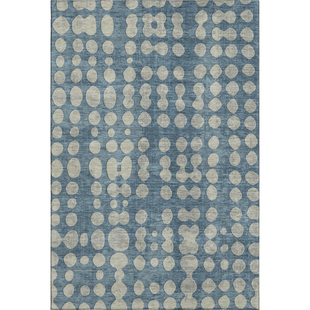 669112 8 x 10 ft. Denim Blue & Beige Polka Dot Washable Machine Made Rectangle Area Rug with UV Protection