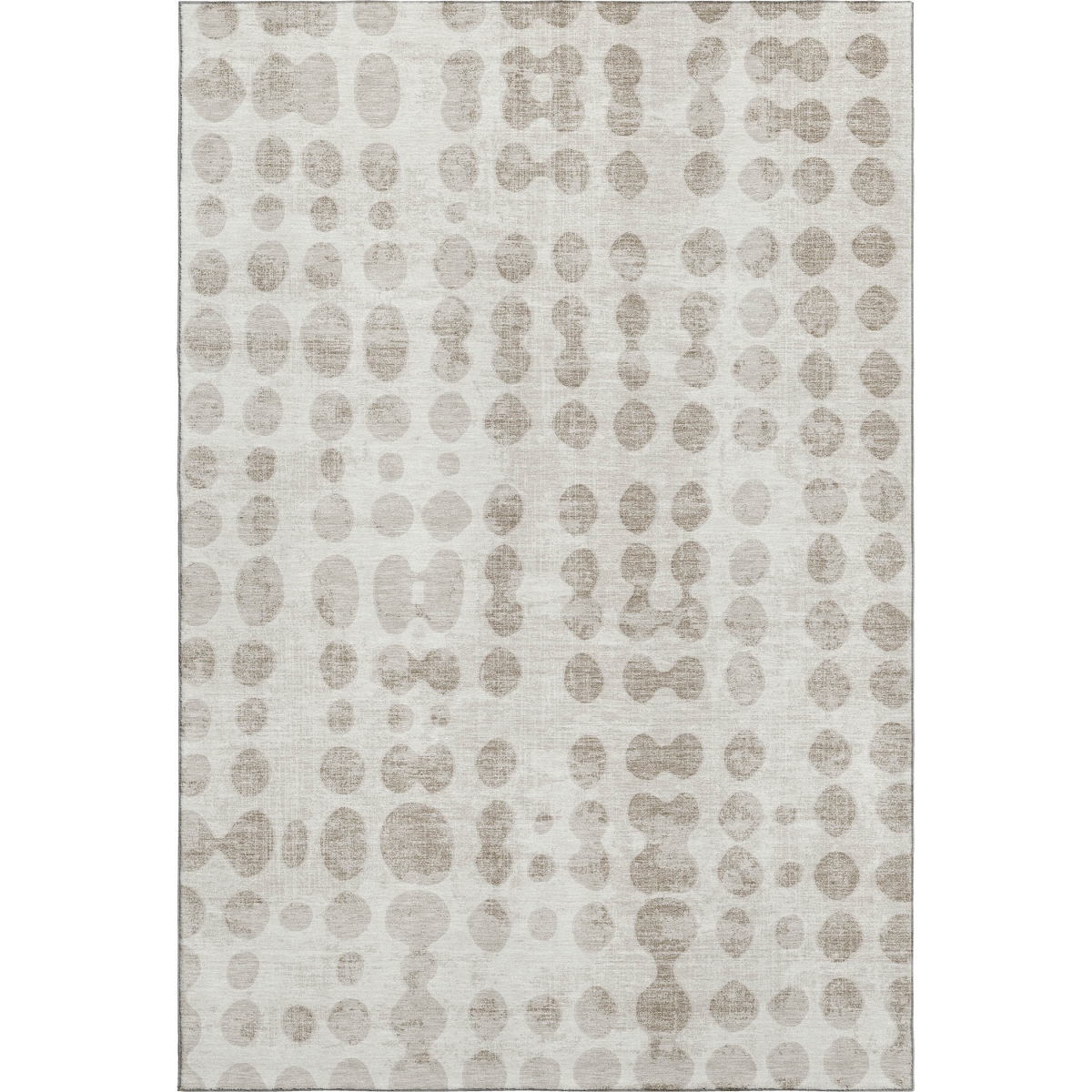 669122 5 x 8 ft. Ivory & Beige Polka Dot Transitional Washable Machine Made Rectangle Area Rug with UV Protection