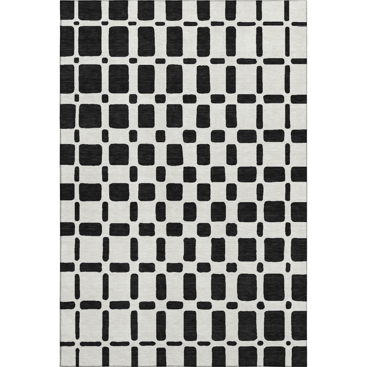 669257 9 x 12 ft. Black & Ivory Geometric Transitional Washable Machine Made Rectangle Area Rug with UV Protection