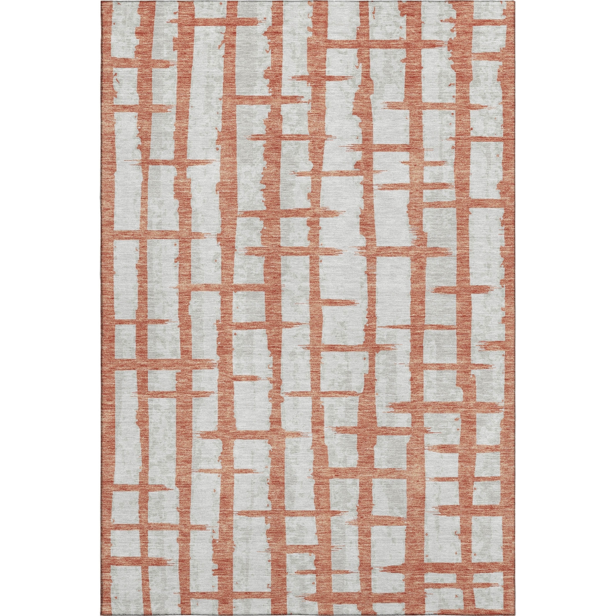 669356 5 x 8 ft. Coral & Beige Striped Washable Machine Made Rectangle Area Rug with UV Protection