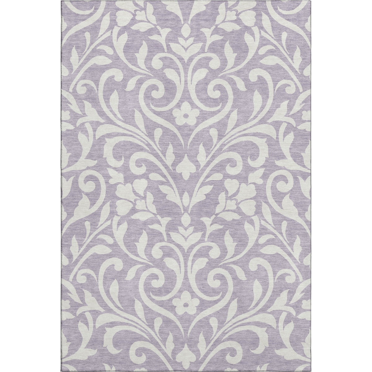669624 10 x 14 ft. Lavender & Ivory Floral Transitional Washable Machine Made Rectangle Area Rug with UV Protection