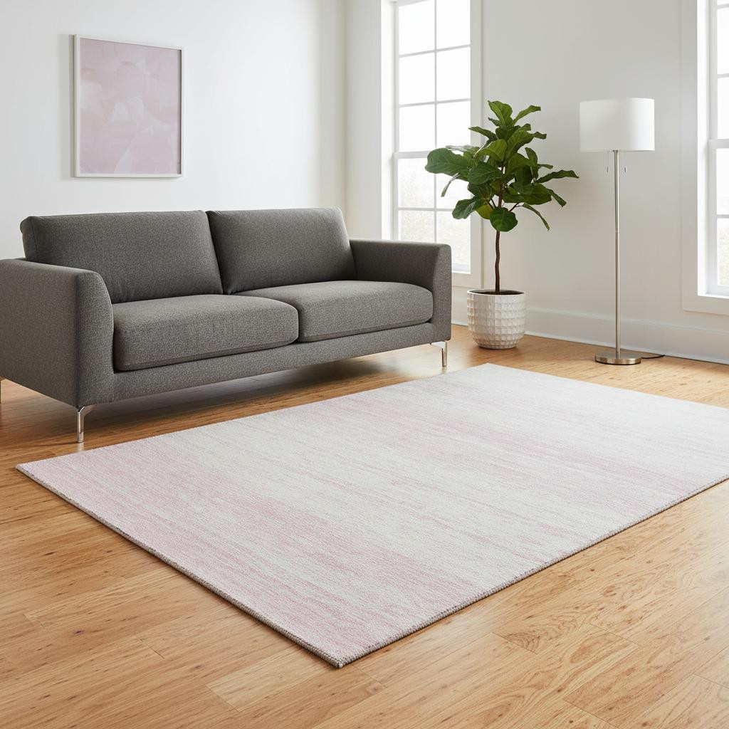 668171 5 x 8 ft. Pink & Ivory Striped Transitional Washable Machine Made Rectangle Area Rug with UV Protection