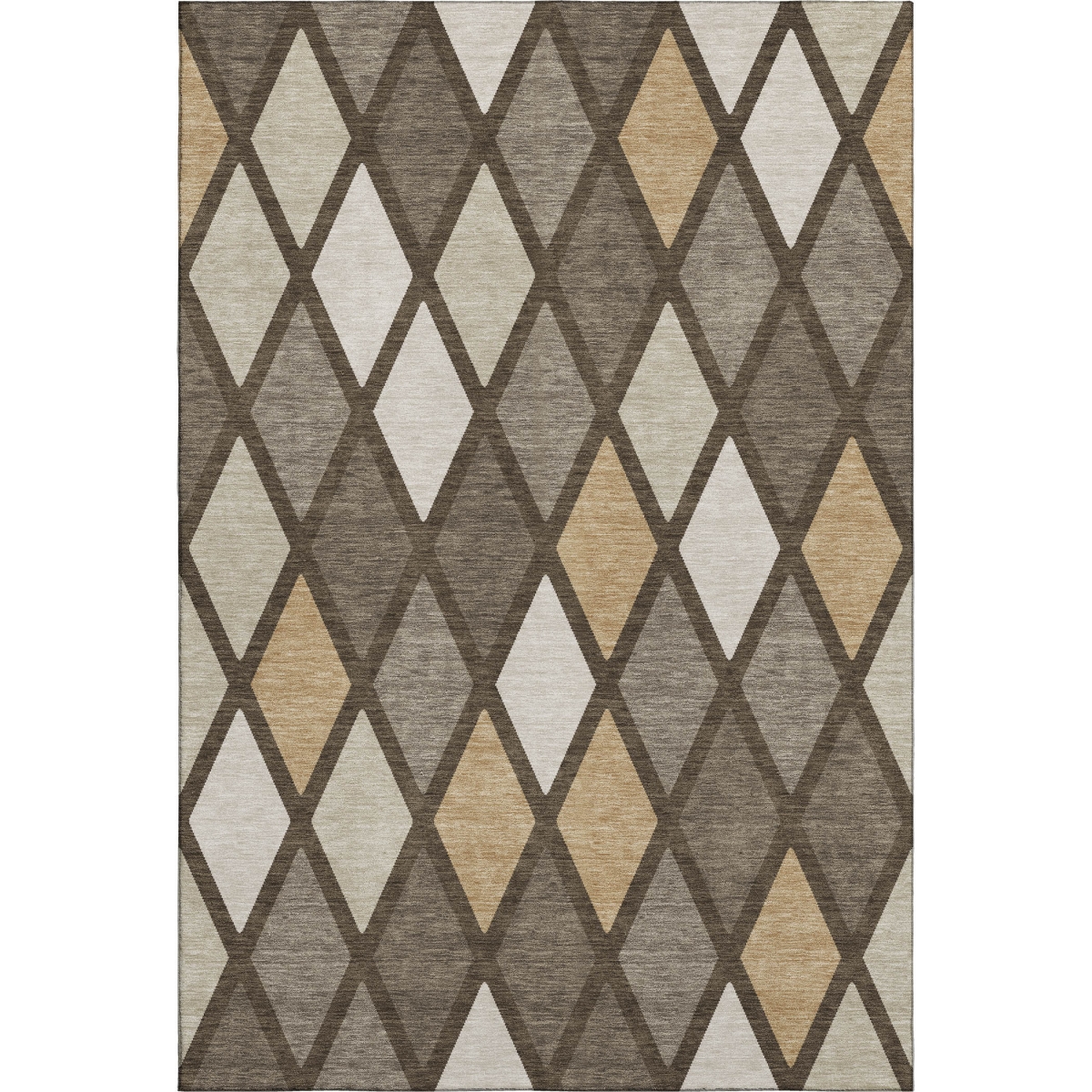 670463 8 x 10 ft. Brown, Beige & Gold Geometric Transitional Washable Machine Made Rectangle Area Rug with UV Protection