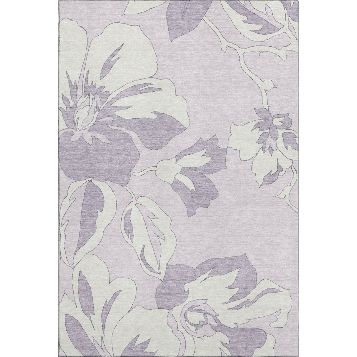 667991 8 x 10 ft. Lavender & Ivory Floral Transitional Washable Machine Made Rectangle Area Rug with UV Protection