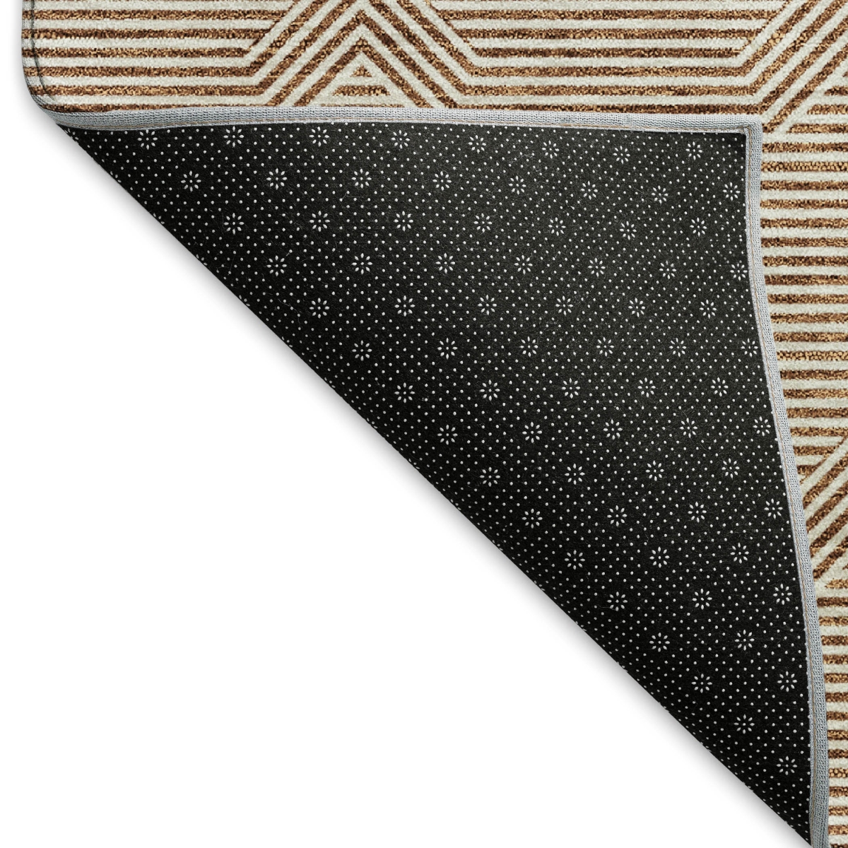 672354 8 x 10 ft. Rust & Ivory Abstract Geometric Transitional Washable Machine Made Rectangle Area Rug with UV Protection
