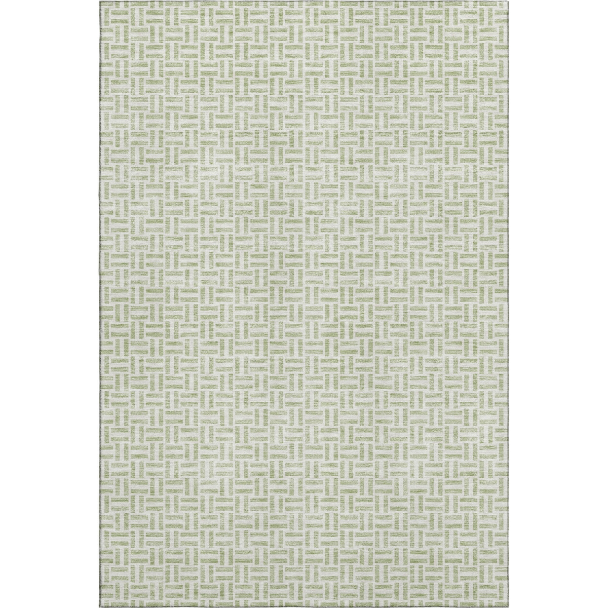 672384 8 x 10 ft. Artichoke Green & Ivory Geometric Transitional Washable Machine Made Rectangle Area Rug with UV Protection
