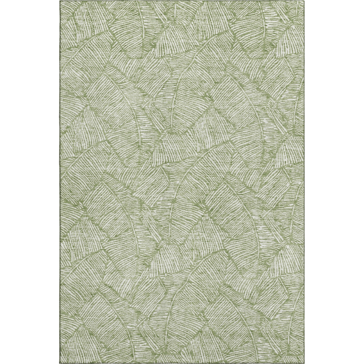672609 8 x 10 ft. Green & Ivory Floral Transitional Washable Machine Made Rectangle Area Rug with UV Protection