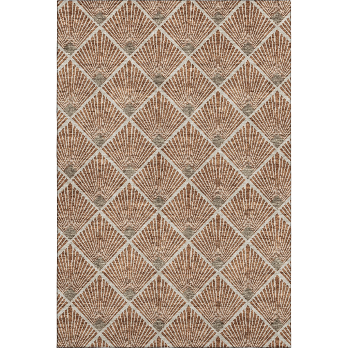 672712 9 x 12 ft. Rust & Beige Abstract Geometric Transitional Washable Machine Made Rectangle Area Rug with UV Protection