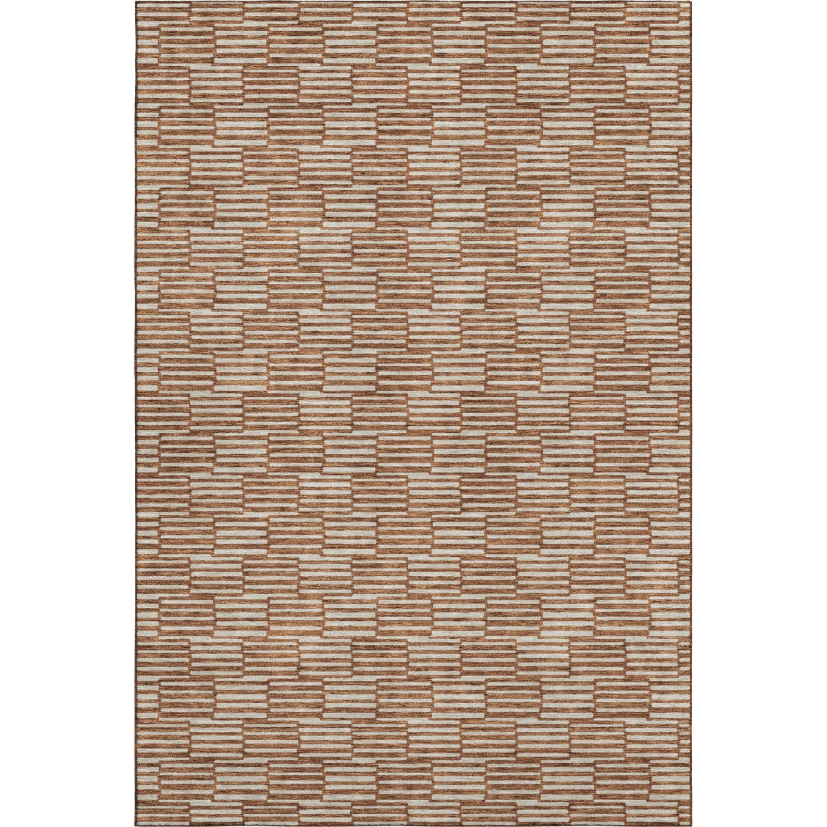 673003 5 x 8 ft. Rust & Beige Abstract Geometric Transitional Washable Machine Made Rectangle Area Rug with UV Protection