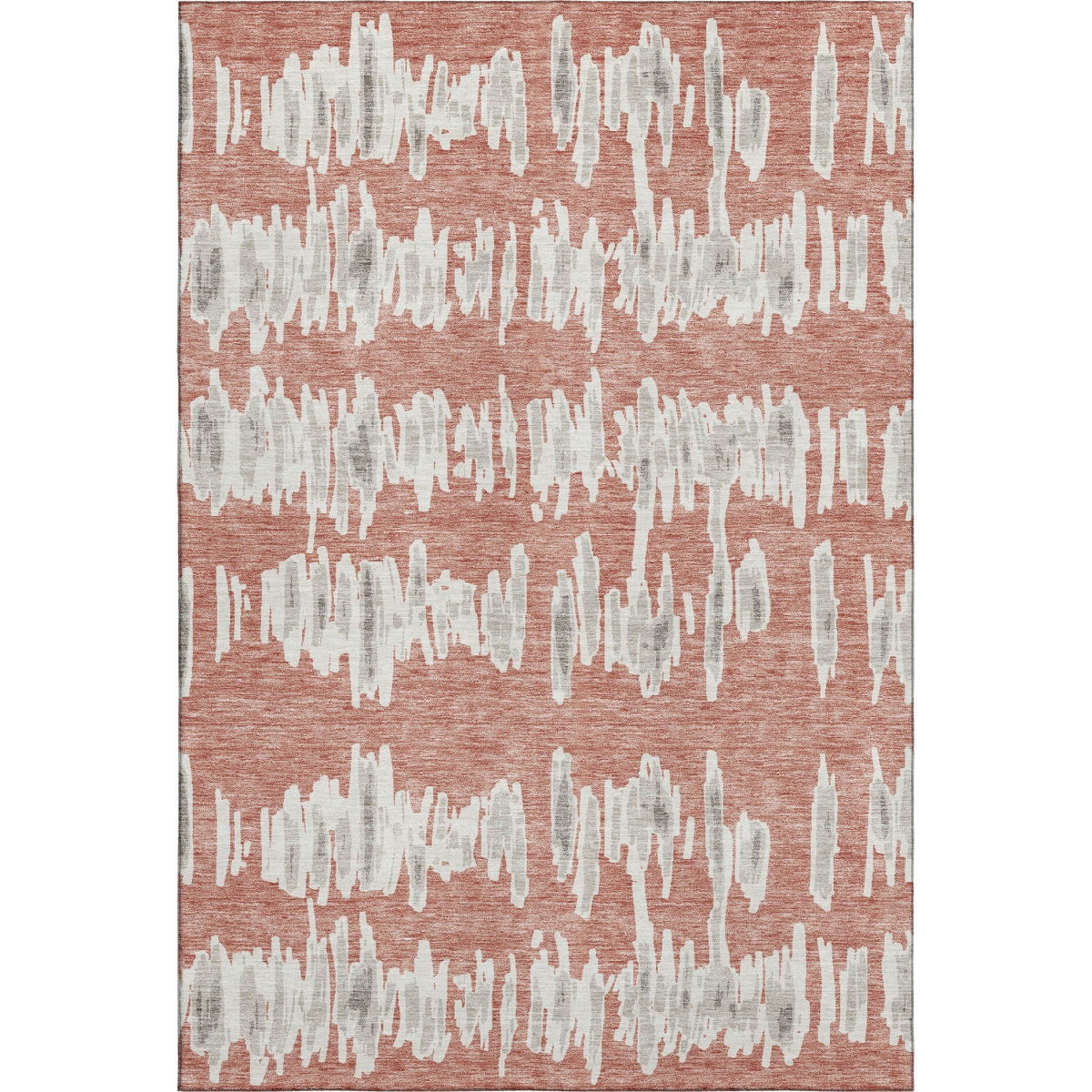 672008 10 x 14 ft. Salmon & Beige Striped Transitional Washable Machine Made Rectangle Area Rug with UV Protection