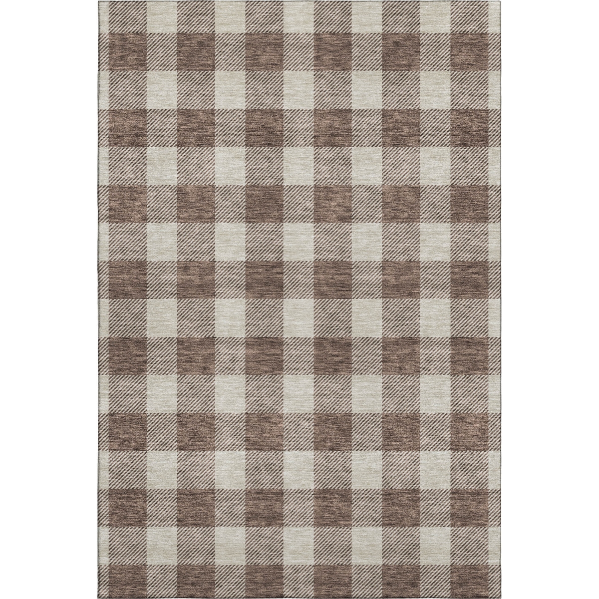 673362 9 x 12 ft. Brown & Beige Plaid Transitional Washable Machine Made Rectangle Area Rug with UV Protection