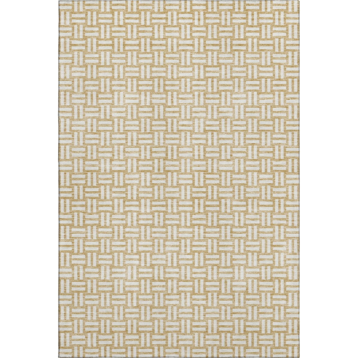 673527 5 x 8 ft. Gold & Ivory Abstract Geometric Transitional Washable Machine Made Rectangle Area Rug with UV Protection