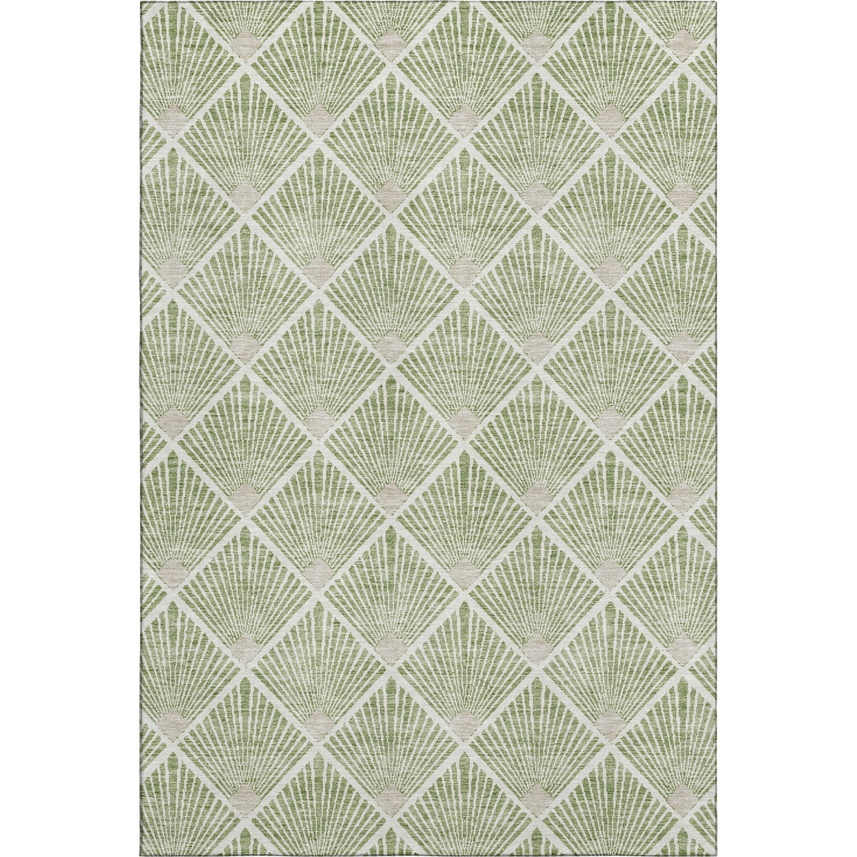672687 8 x 10 ft. Green & Ivory Abstract Geometric Transitional Washable Machine Made Rectangle Area Rug with UV Protection