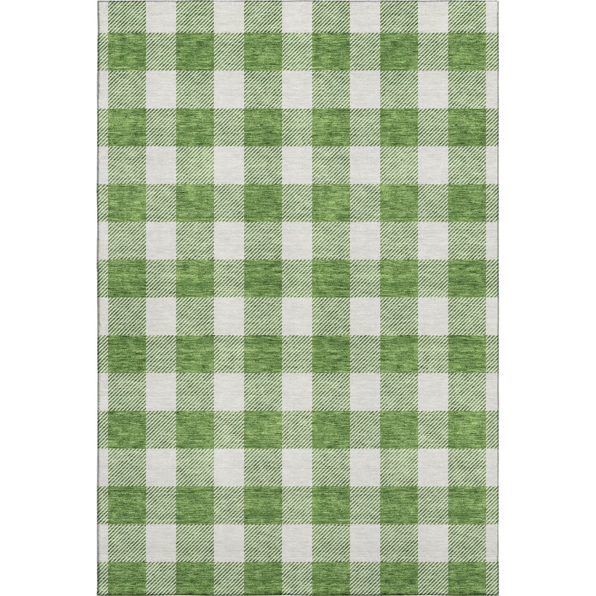 673379 8 x 10 ft. Green & Ivory Plaid Transitional Washable Machine Made Rectangle Area Rug with UV Protection