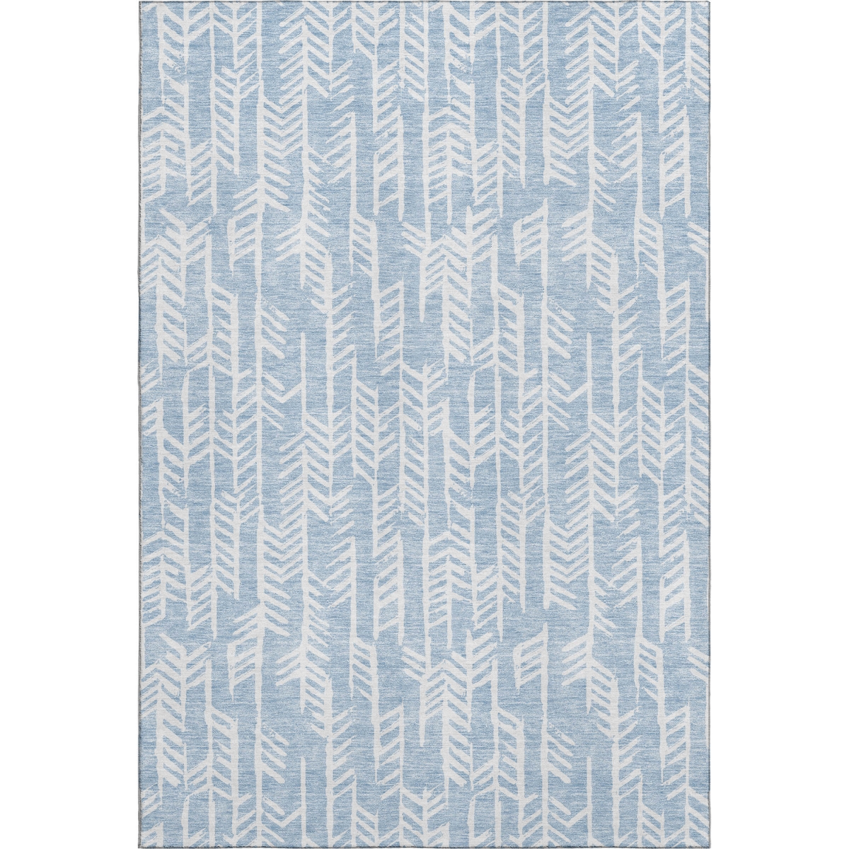 672080 10 x 14 ft. Sky Blue & Ivory Tribal Transitional Washable Machine Made Rectangle Area Rug with UV Protection