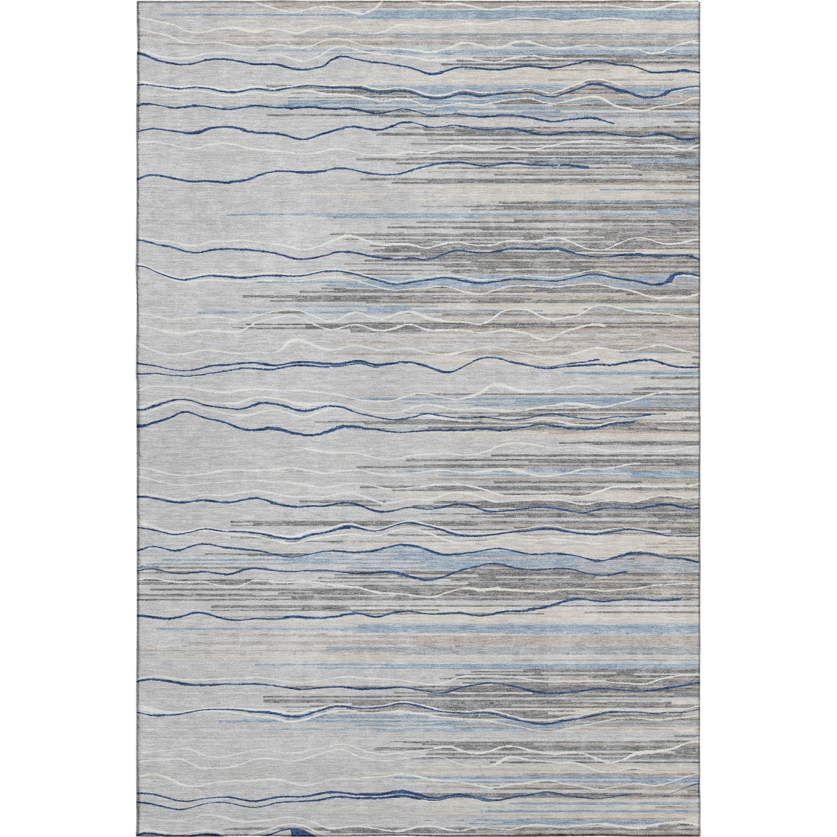 678373 5 x 8 ft. Gray Blue & Ivory Striped Transitional Washable Machine Made Rectangle Area Rug with UV Protection