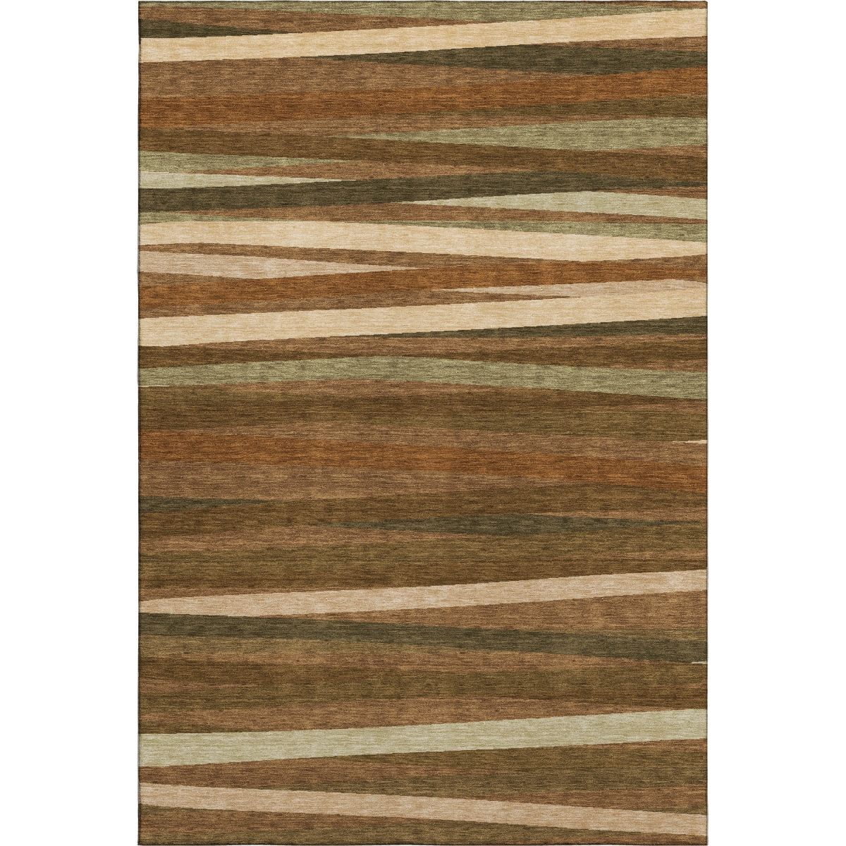 678519 9 x 12 ft. Rust Brown & Copper Striped Washable Machine Made Rectangle Area Rug with UV Protection
