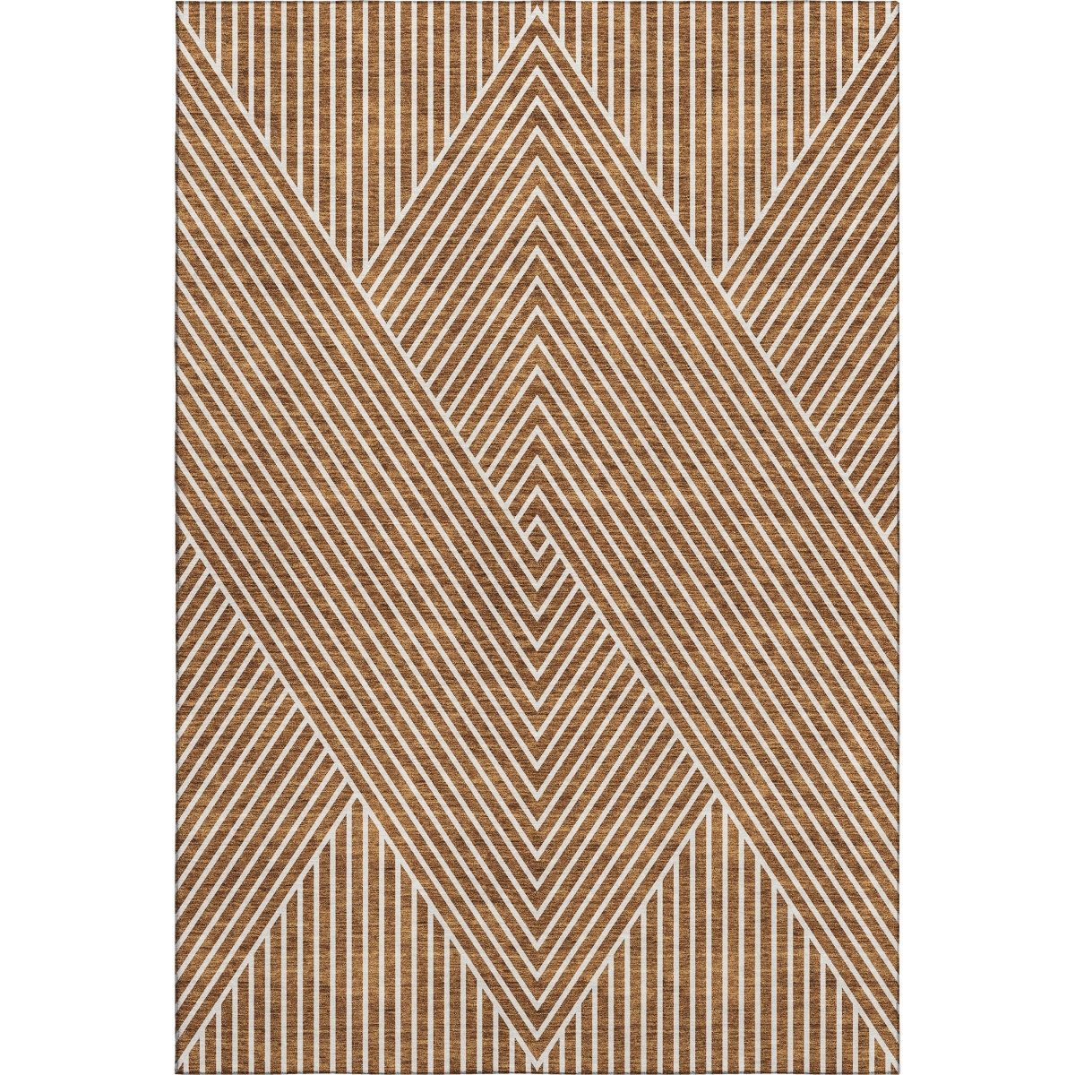 674678 5 x 8 ft. Terra Cotta & Ivory Geometric Transitional Washable Machine Made Rectangle Area Rug with UV Protection