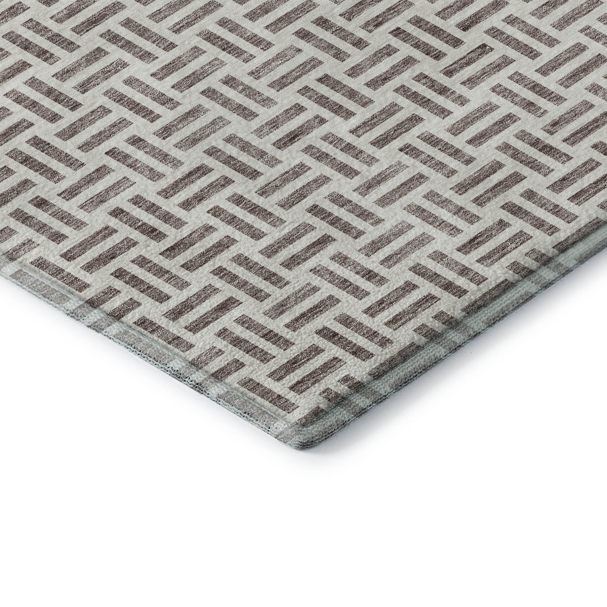 677279 10 x 14 ft. Taupe & Ivory Geometric Transitional Washable Machine Made Rectangle Area Rug with UV Protection