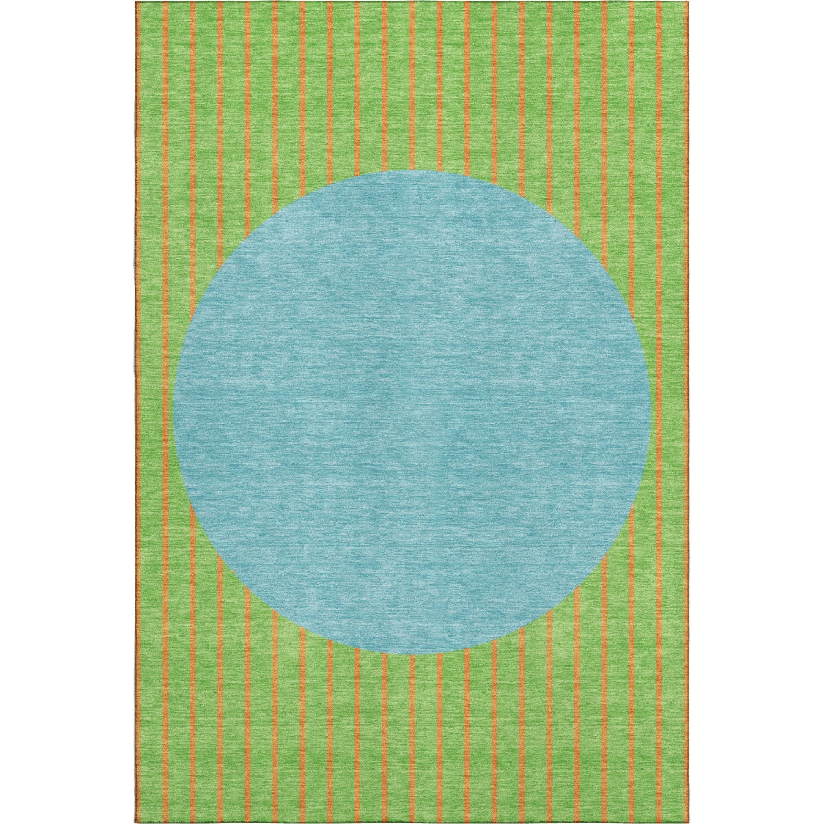 678304 9 x 12 ft. Lime Green Orange & Teal Striped Washable Machine Made Rectangle Area Rug with UV Protection