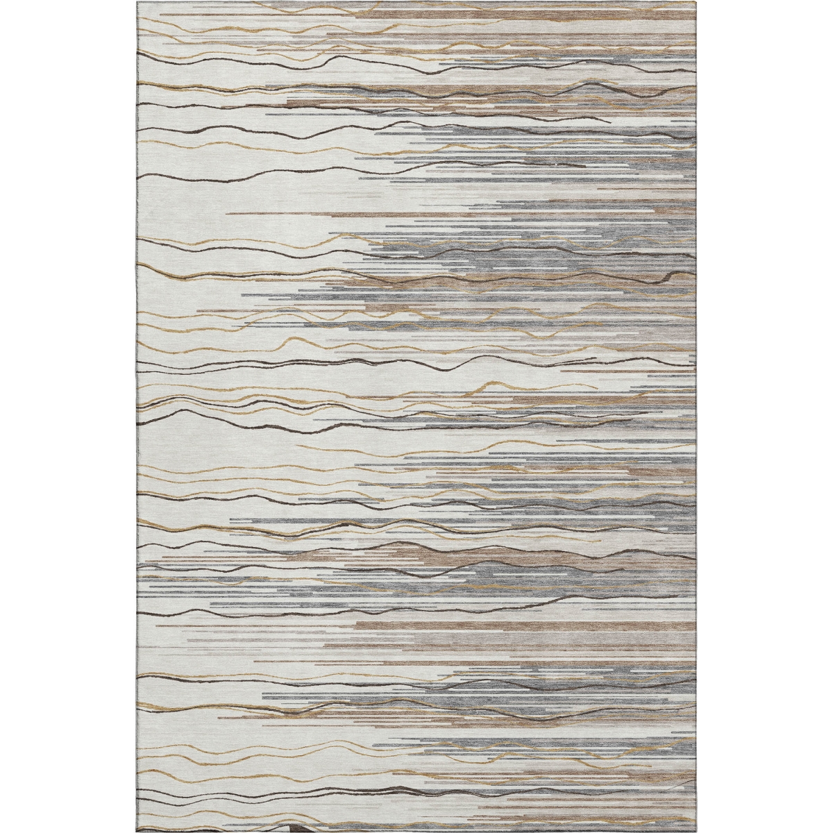 678381 8 x 10 ft. Ivory Gray & Brown Striped Washable Machine Made Rectangle Area Rug with UV Protection