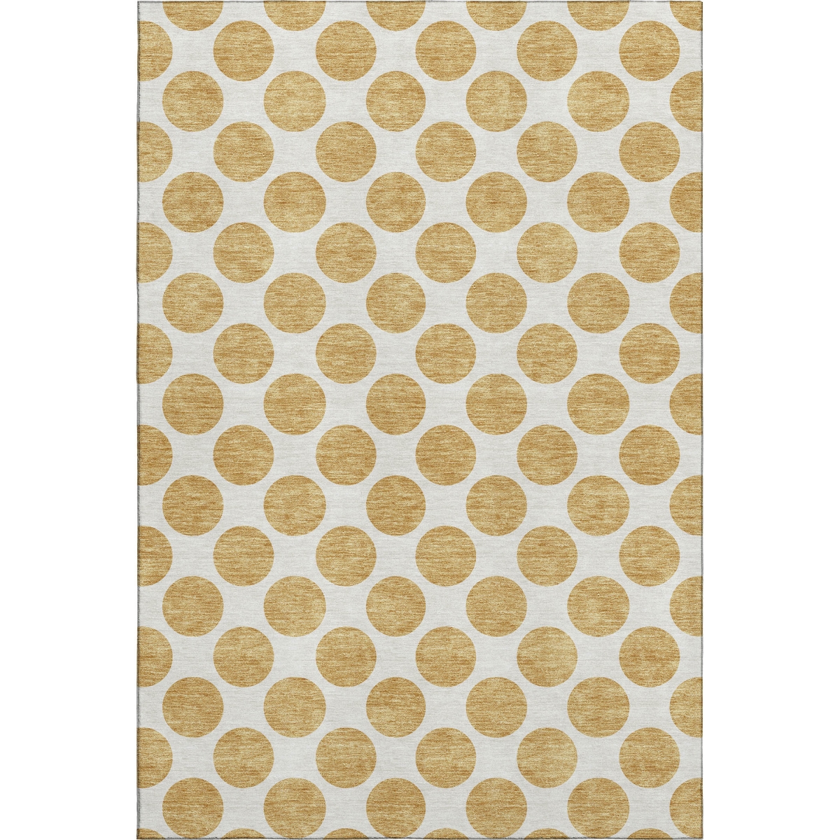 677391 8 x 10 ft. Gold & Ivory Polka Dot Transitional Washable Machine Made Rectangle Area Rug with UV Protection