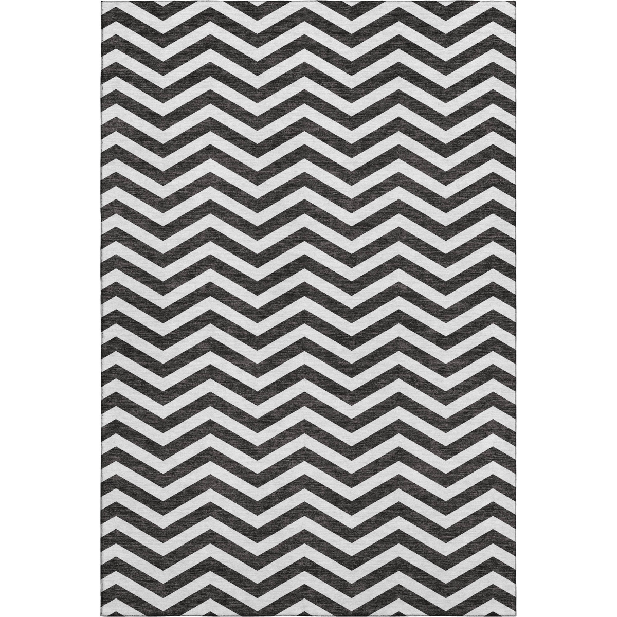 673275 5 x 8 ft. Black & Ivory Chevron Transitional Washable Machine Made Rectangle Area Rug with UV Protection