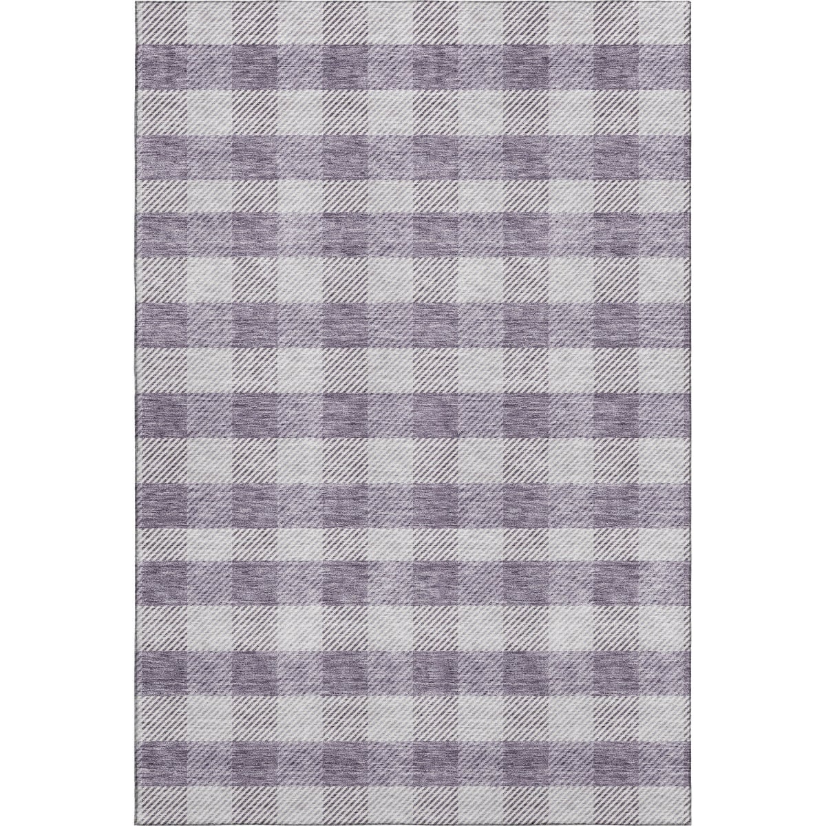 673477 10 x 14 ft. Lavender & Ivory Plaid Washable Machine Made Rectangle Area Rug with UV Protection