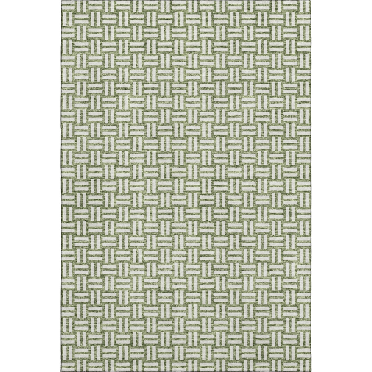 673542 9 x 12 ft. Green & Ivory Abstract Geometric Transitional Washable Machine Made Rectangle Area Rug with UV Protection