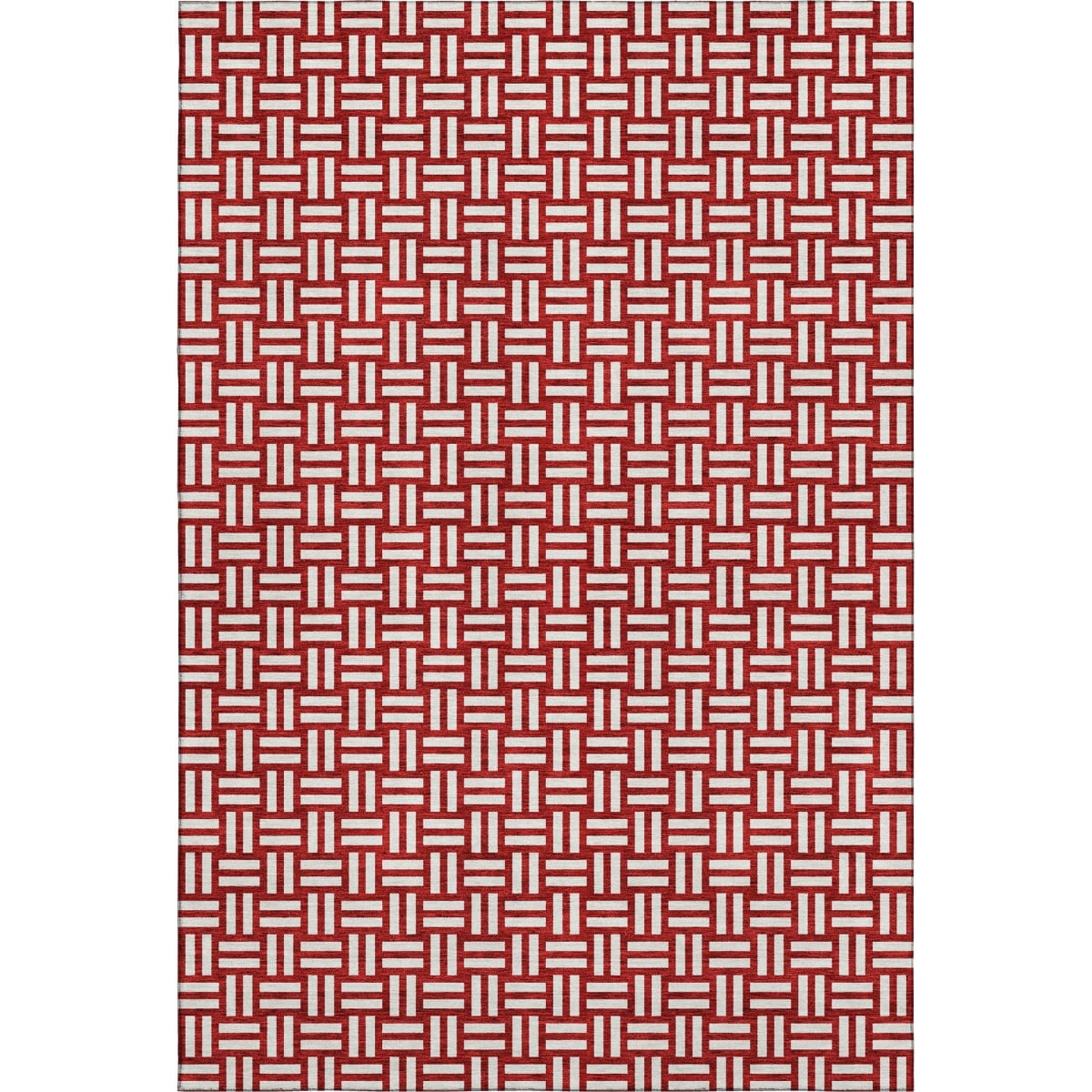 673579 10 x 14 ft. Red & Ivory Abstract Geometric Washable Machine Made Rectangle Area Rug with UV Protection