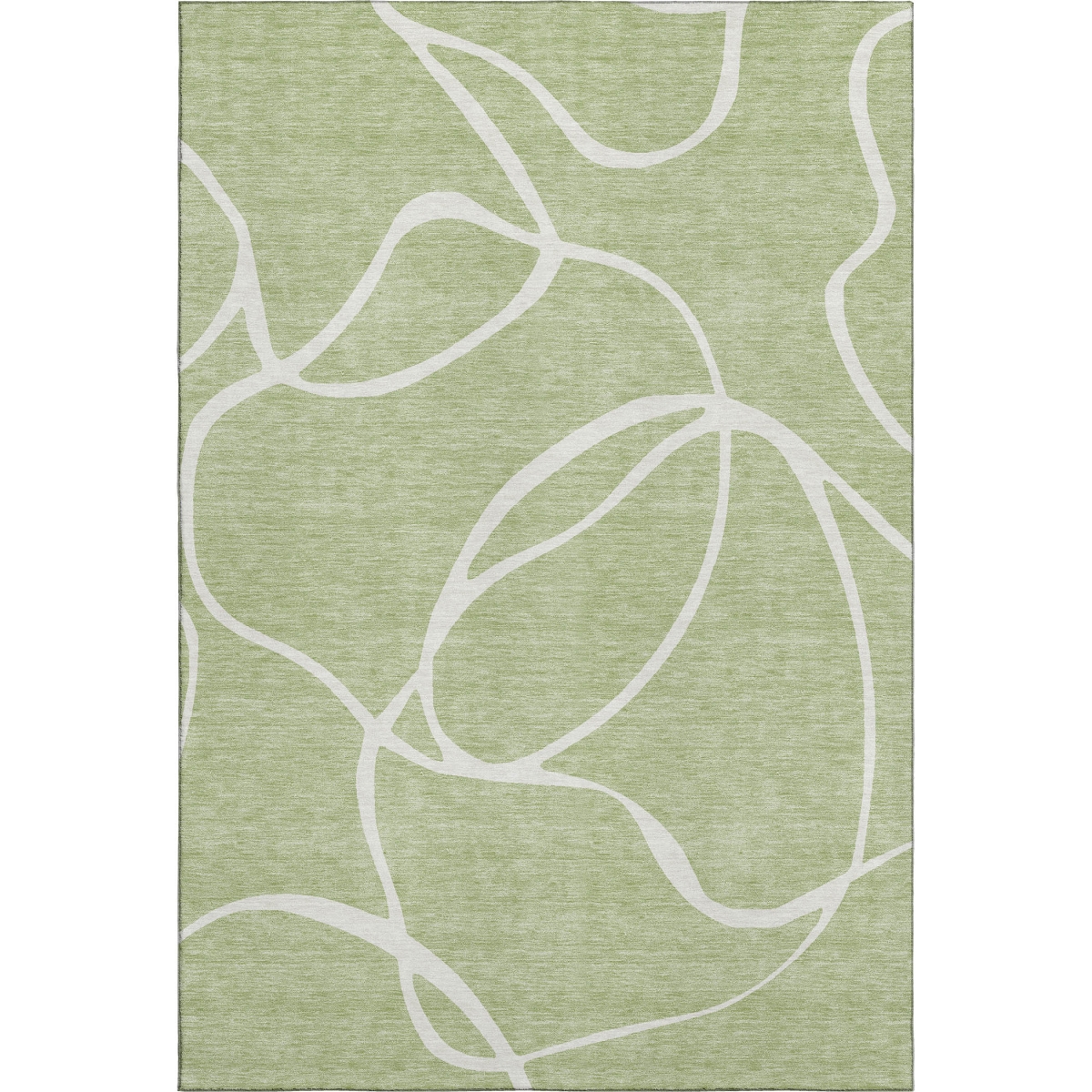 678614 8 x 10 ft. Artichoke Green & Ivory Abstract Transitional Washable Machine Made Rectangle Area Rug with UV Protection