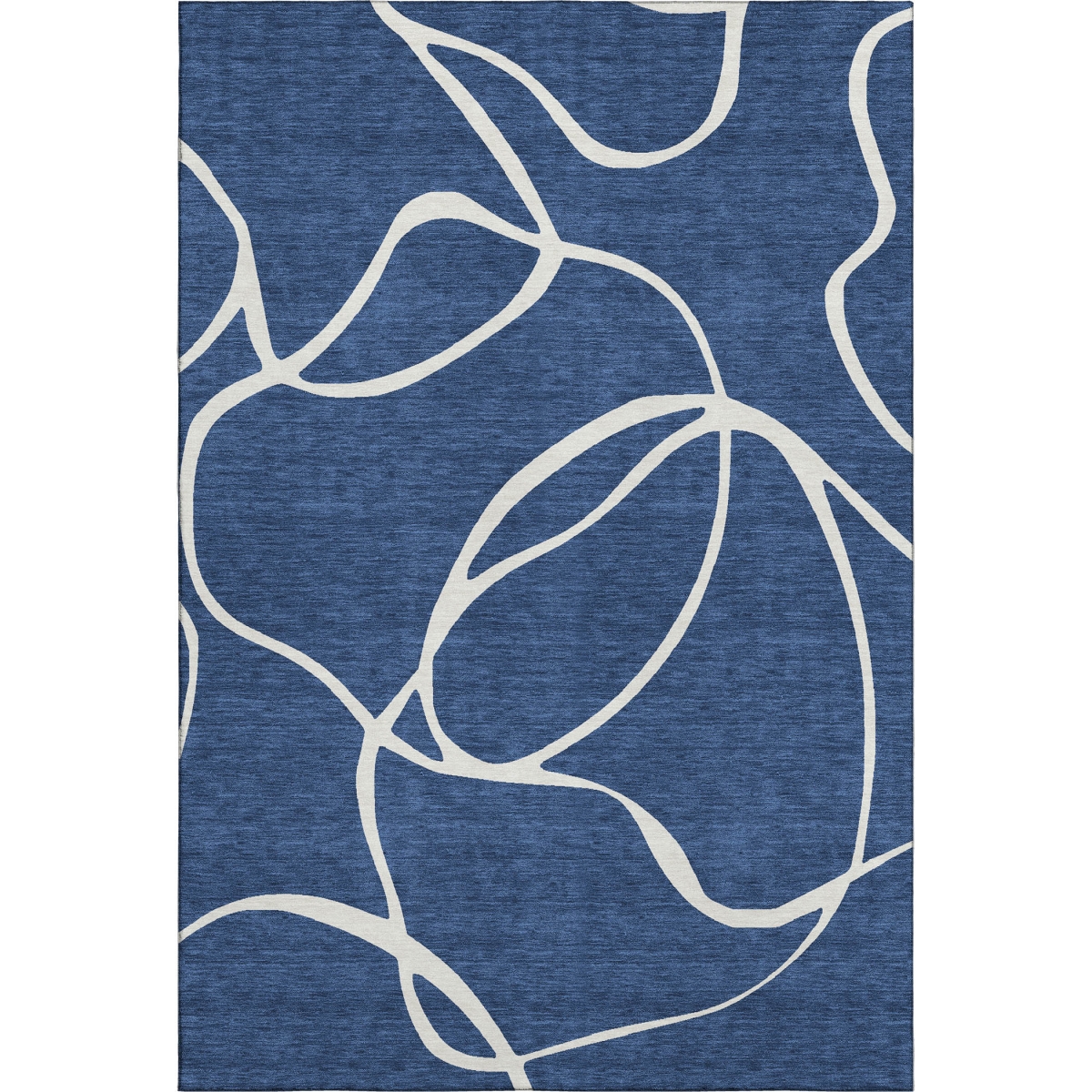 678654 5 x 8 ft. Navy Blue & Ivory Abstract Transitional Washable Machine Made Rectangle Area Rug with UV Protection