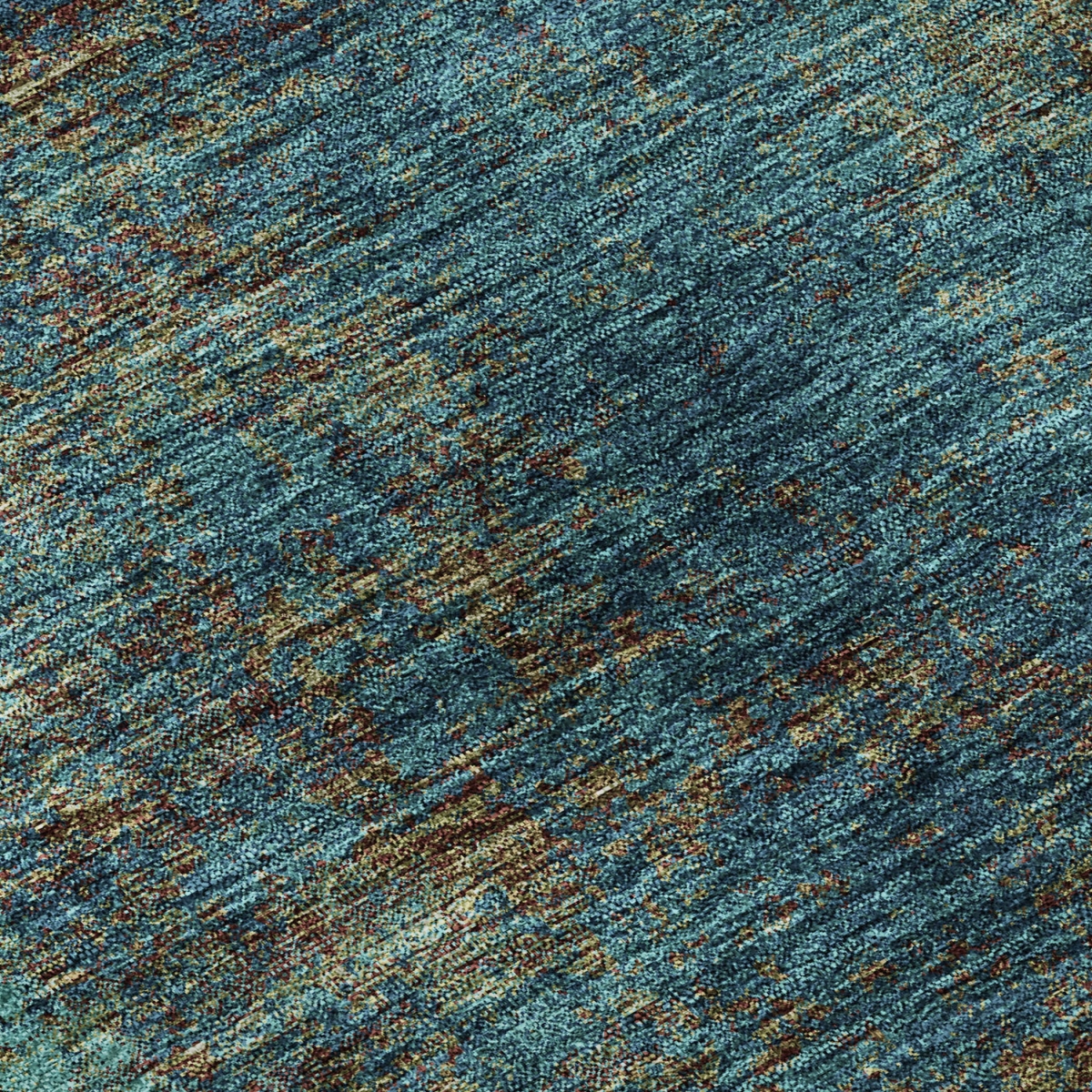 674894 5 x 8 ft. Teal & Brown Abstract Transitional Washable Machine Made Rectangle Area Rug with UV Protection