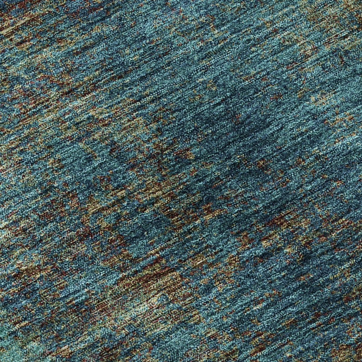 674897 9 x 12 ft. Teal & Brown Abstract Transitional Washable Machine Made Rectangle Area Rug with UV Protection