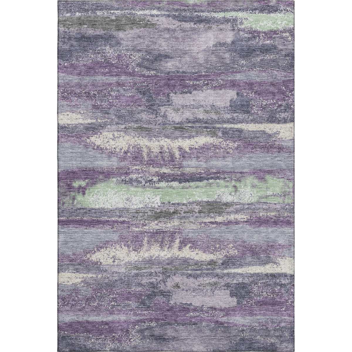 675046 8 x 10 ft. Purple & Ivory Abstract Transitional Washable Machine Made Rectangle Area Rug with UV Protection
